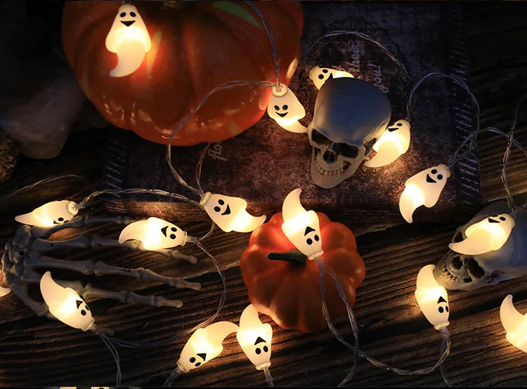 Halloween Decoration Led Light String Pumpkin Skull Head Eyeball Shaped Lamp String  Trick Or Treat Lantern Horror Halloween Day